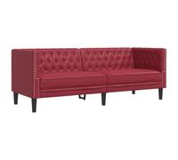 Vidaxl sofá chesterfield de 3 plazas cuero artificial rojo tinto