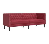vidaXL Sofá Chesterfield de 3 plazas Cuero Artificial Rojo Tinto, sofá de 3 plazas, sofá, sofá tapizado, sofás de 3 plazas, sofás, sofá de salón