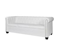 Vidaxl sofá chesterfield de 3 plazas cuero sintético blanco