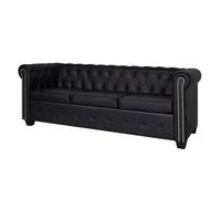 Vidaxl sofá chesterfield de 3 plazas cuero sintético negro