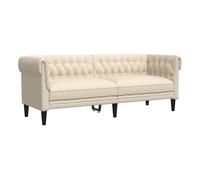 vidaXL Sofá Chesterfield de 3 Plazas, Asiento con Respaldo Reposabrazos, Sillón Tapizado de Televisión, Mueble para Salón Hogar, Lino