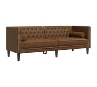 vidaXL Sofá Chesterfield de 3 plazas Piel de Ante sintético marrón, sofá, sofá tapizado, sofá de 3 plazas, sofás, Asientos de salón, sofá de 3 plazas