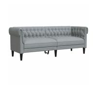 vidaXL Sofá Chesterfield de 3 plazas Tela Gris Claro
