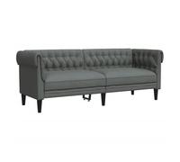 Vidaxl sofá chesterfield de 3 plazas tela gris oscuro
