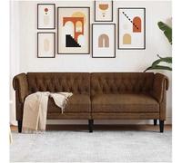 vidaxl Sofá Chesterfield de 3 plazas tela marrón