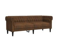 vidaXL Sofá Chesterfield de 3 plazas Tela marrón