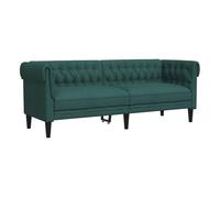 Vidaxl sofá chesterfield de 3 plazas tela verde oscuro