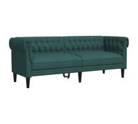 vidaXL Sofá Chesterfield de 3 plazas Tela Verde Oscuro