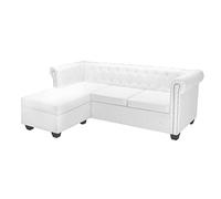 vidaXL Sofá Chesterfield en Forma de L de Cuero Artificial Blanco