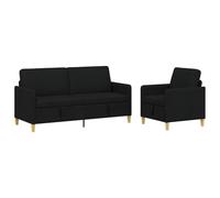 VidaXL - Sofá con almacenamiento (2 unidades), color negro, poliéster, sofá moderno, cómodo con almacenamiento, cojines de espuma, fundas extraíbles, estilo limpio