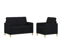 VidaXL - Sofá con almacenamiento (2 unidades), color negro, poliéster, sofá moderno, cómodo con almacenamiento, cojines de espuma, fundas extraíbles, estilo limpio