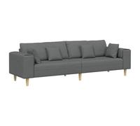 vidaXL Sofá con cojín Gris Oscuro 250 x 77 x 76 cm Tela, Sala de Estar, sofá Moderno, diseño Transpirable, Cojines de Resorte, sillón Elegante, Mueble clásico para el hogar