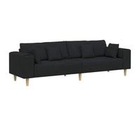 vidaXL Sofá con cojín Negro 250 x 77 x 76 cm Tela, Sala de Estar, sofá Moderno, diseño Transpirable, Cojines de Resorte, sillón Elegante, Mueble clásico para el hogar