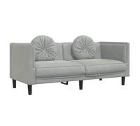 vidaXL Sofá con Cojines 2 Plazas, Silla Tapizada con Respaldo Reposabrazos, Sillón de Televisión, Asiento para Salón, Terciopelo Gris Claro