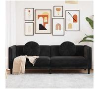 vidaxl Sofá con cojines 3 plazas terciopelo negro