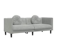vidaXL Sofá 3 plazas con cojines - Asiento tapizado, respaldo y reposabrazos - Terciopelo gris claro