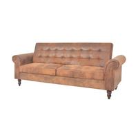 vidaXL Sofá Cama Convertible Reposabrazos Ante Marrón Asiento Sillón Mueble