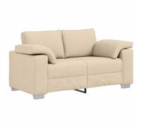 vidaXL Sofá de Dos plazas Tela Crema, Moderno, para Interiores, Resistente, tapicería cómoda y Acolchada, Ideal para Salas y Espacios pequeños.