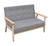 vidaXL Sofá de 2 Plazas Asiento Butaca Silla Sala de Estar Salón Terraza Jardín Patio Exterior Balcón Estable Cómoda de Tela Gris Claro