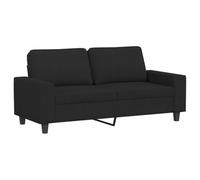 vidaXL Sofá de 2 Plazas, Asiento con Reposabrazos Respaldo, Sofá de Descanso Televisión, Sillón Tapizado para Salón Hogar, Tela Negro
