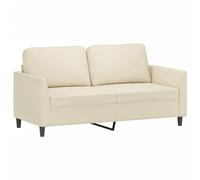 vidaXL Sofá de 2 Plazas, Asiento con Respaldo Reposabrazos, Sofá de Descanso Televisión, Sillón Tapizado para Salón, Cuero Sintético Color Crema