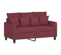 vidaXL Sofá de 2 Plazas, Asiento con Respaldo Reposabrazos, Sofá de Televisión Descanso, Asiento Tapizado para Salón Hogar, Tela Rojo Tinto