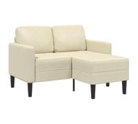 vidaXL Sofá de 2 plazas con Chaise Longue en Forma de L Crema 125 cm, sofá de 2 plazas para Dormitorio, sofá de Dos plazas, sofá de Dos plazas