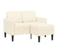 vidaXL Sofá de 2 plazas con Chaise Longue en Forma de L Crema 125cm, sofá de 2 plazas para Dormitorio, sofá de Dos plazas, sofá de Dos plazas