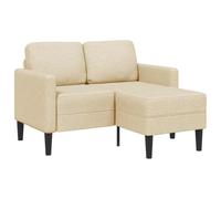 vidaXL Sofá de 2 plazas con Chaise Longue en Forma L Tela Crema 125 cm, sofá de 2 plazas para Dormitorio, sofá de Dos plazas, sofá de Dos plazas