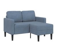 vidaXL Sofá de 2 plazas con Chaise Longue Forma de L Azul 125 cm Lino, sofá de 2 plazas para Dormitorio, sofá de Dos plazas, sofá de Dos plazas