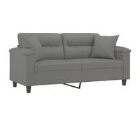vidaXL Sofá de 2 Plazas con Cojines, Asiento con Reposabrazos, Sofá Tapizado de Televisión, Asiento para Salón, Tela de Microfibra Gris Oscuro