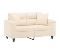 vidaXL Sofá de 2 Plazas con Cojines, Asiento con Reposabrazos, Sofá Tapizado de Televisión, Asiento para Salón, Tela de Microfibra Beige