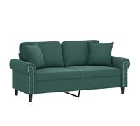 vidaXL Sofá de 2 Plazas con Cojines, Asiento con Reposabrazos, Sofá Tapizado de Televisión, Asiento para Salón Hogar, Terciopelo Verde Oscuro