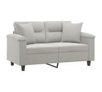 vidaXL Sofá de 2 Plazas con Cojines, Asiento con Reposabrazos, Sofá Tapizado de Televisión, Asiento para Salón, Tela de Microfibra Gris Claro