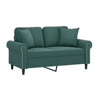 vidaXL Sofá de 2 Plazas con Cojines, Asiento con Reposabrazos, Sofá Tapizado de Televisión, Asiento para Salón Hogar, Terciopelo Verde Oscuro