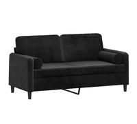 vidaXL Sofá de 2 Plazas con Cojines, Asiento con Respaldo Reposabrazos, Sofá Tapizado de Televisión, Asiento para Salón, Terciopelo Negro