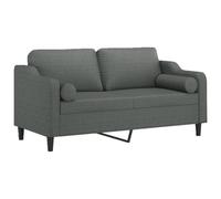vidaXL Sofá de 2 Plazas con Cojines, Asiento con Respaldo Reposabrazos, Sofá Tapizado de Televisión, Asiento para Salón, Tela Gris Oscuro