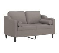 vidaXL Sofá de 2 Plazas con Cojines, Asiento con Respaldo Reposabrazos, Sofá Tapizado de Televisión, Asiento para Salón, Tela Gris Taupe