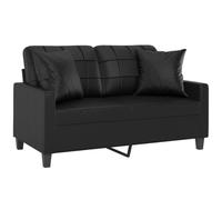 vidaXL Sofá de 2 plazas con Cojines Cuero sintético Negro 120 cm
