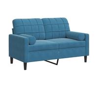 vidaXL Sofá de 2 plazas con Cojines Terciopelo Azul 120 cm