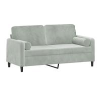 vidaXL Sofá de 2 plazas con Cojines Terciopelo Gris Claro 140 cm