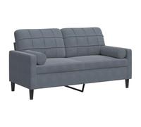 vidaXL Sofá de 2 plazas con Cojines Terciopelo Gris Oscuro 140 cm, sofá, sofá de salón, sofá de Tela, sofá tapizado, sofá de Tres plazas