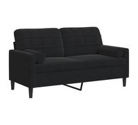 vidaXL Sofá de 2 plazas con Cojines Terciopelo Negro 140 cm, sofá, sofá de salón, sofá de Tela, sofá tapizado, sofá de Tres plazas