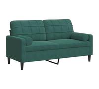 vidaXL Sofá de 2 plazas con Cojines Terciopelo Verde Oscuro 140 cm, sofá, sofá de salón, sofá de Tela, sofá tapizado, sofá de Tres plazas
