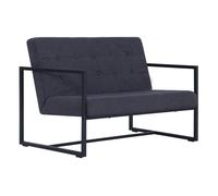 Vidaxl sofá de 2 plazas con reposabrazos acero y tela gris oscuro