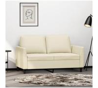 vidaXL Sofá de 2 Plazas, Asiento con Respaldo Reposabrazos, Sofá de Descanso Televisión, Sillón Tapizado para Salón, Cuero Sintético Color Crema