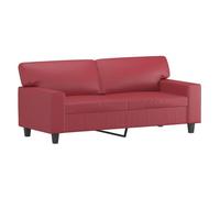 Vidaxl sofá de 2 plazas de cuero sintético rojo vino 140 cm