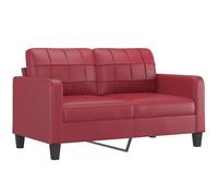vidaXL Sofá de 2 plazas de Cuero sintético Rojo Vino 140 cm