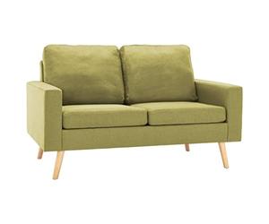 vidaXL Sofá de 2 Plazas Sillón Silla Asiento Dormitorio Salón Sala de Estar Cojines Acolchado Suave Cómodo Elegante Sencillo de Tela Verde