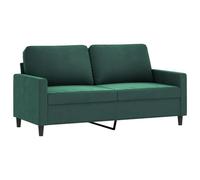 vidaXL Sofá de 2 Plazas, Sofá con Cojines Traseros, Sofá Tapizado de 2 Personas, Asiento Biplaza para Salón, Terciopelo Verde Oscuro